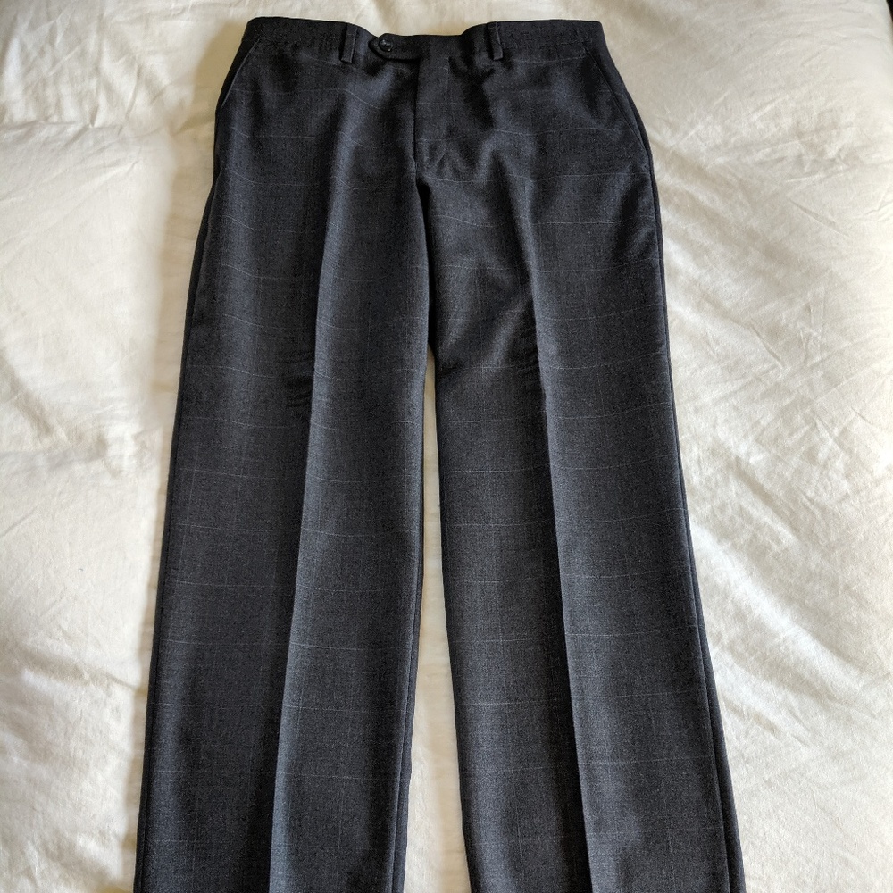 Jos A Bank Large Windowpane Grey Dress Pant